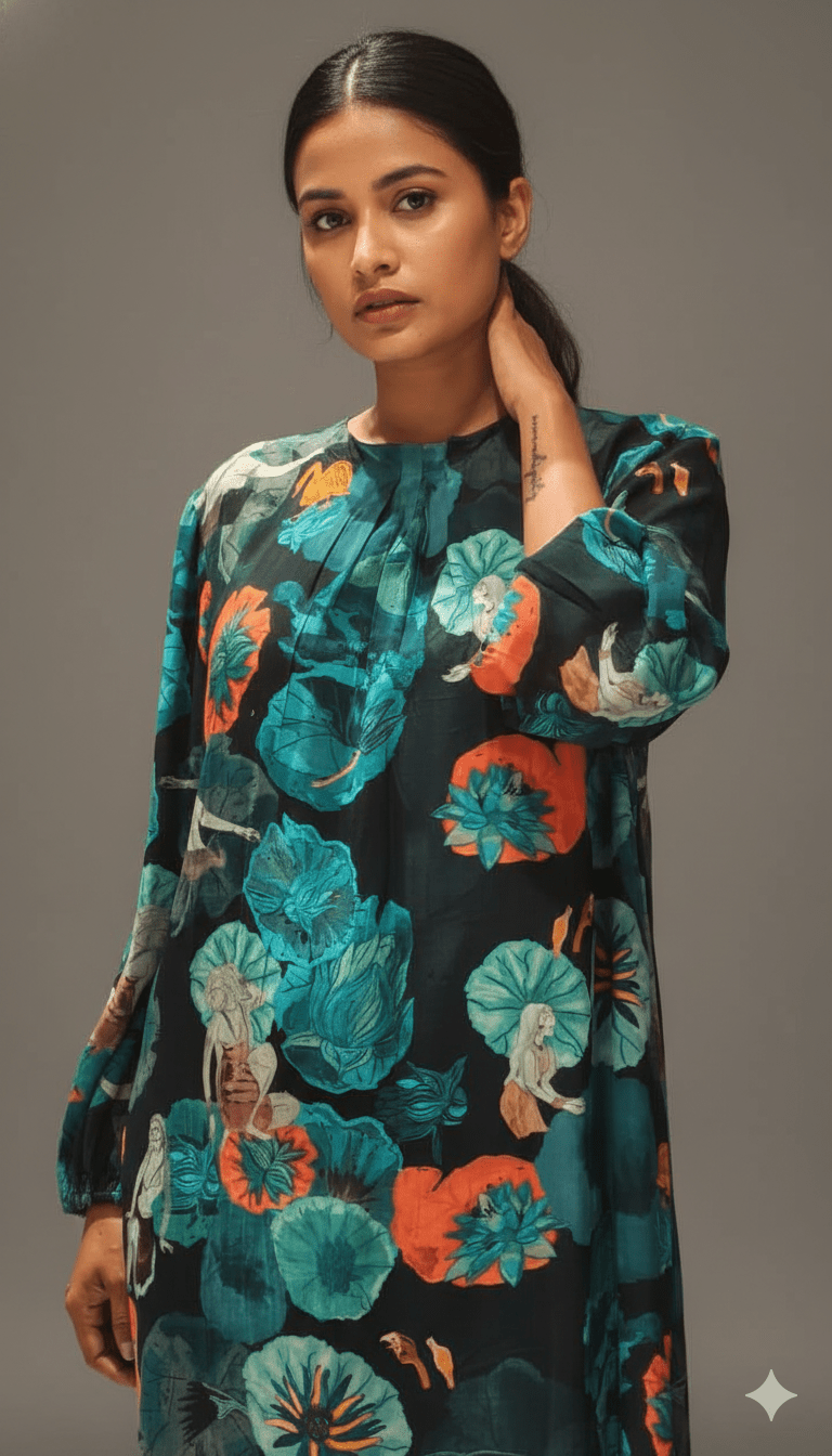 Sea Green Printed Pure Muslin Co - ord set - Co - Ord sets - PINK & RANI